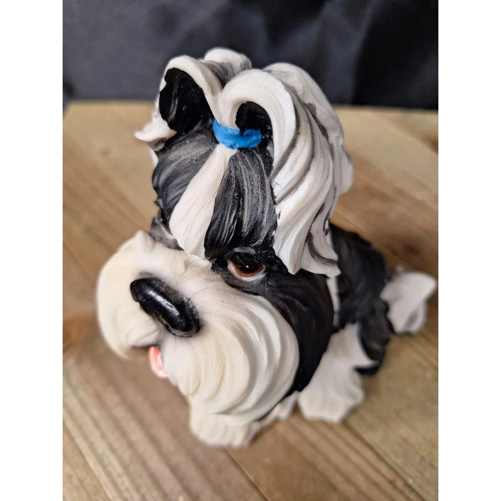 Vintage A Breed Apart by Ganz Shih Tzu Dog Figurine Coin Bank Black White 6.25